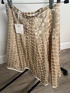 Women's Polka Dot Satin Skirt in Champagne